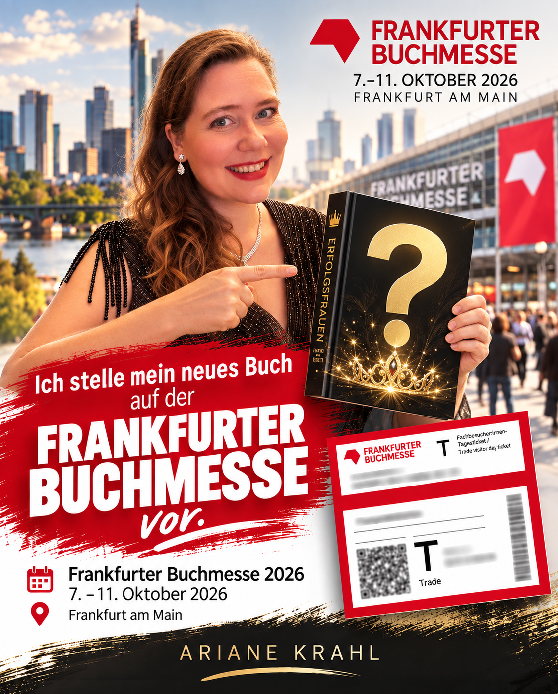 Ankündigung der Buchvorstellung von ERFOLGSFRAUEN auf der Frankfurter Buchmesse 2026 in Frankfurt am Main