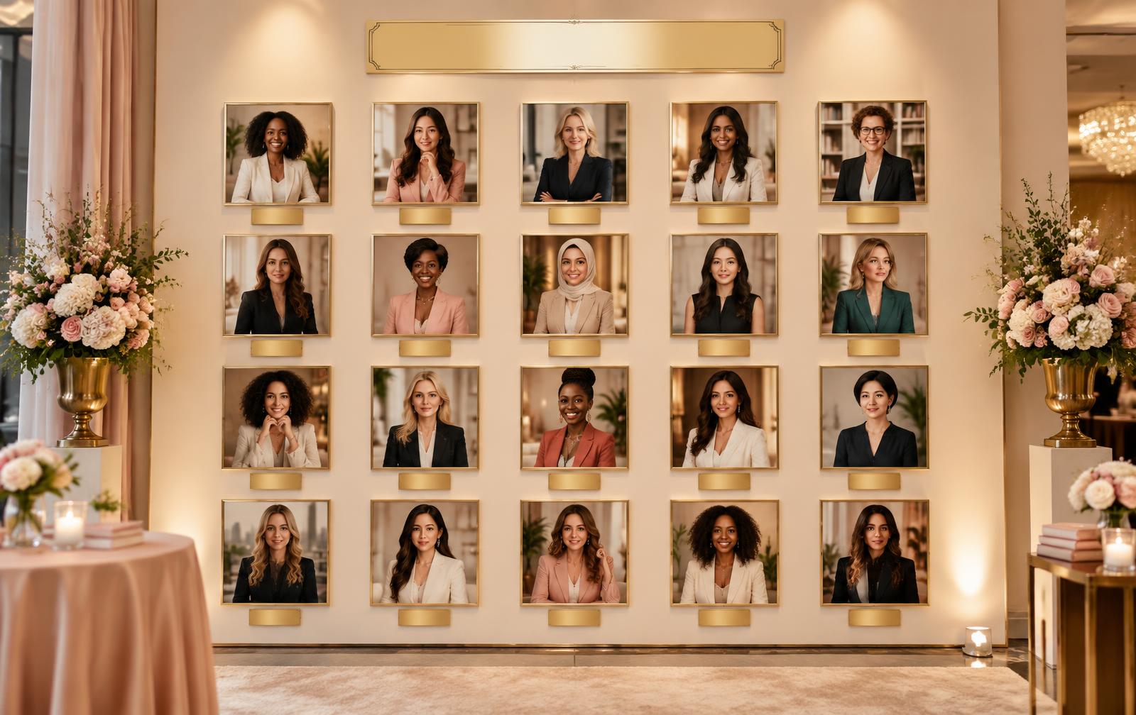 BOOKEUPHORICS WALL mit Portraits von Unternehmerinnen beim ERFOLGSFRAUEN Event